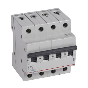Legrand RX3 | Автоматичен прекъсвач | 4P, 63A, крива C, 6kA