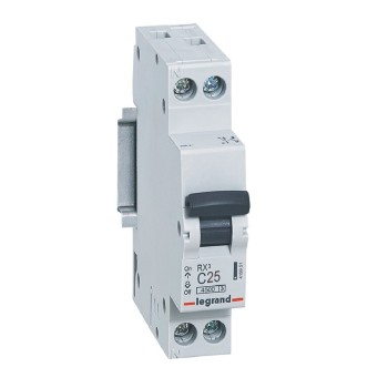 Legrand RX3 | Автоматичен прекъсвач | 1P+N, 25A, крива C, 4.5kA Legrand RX3 | Автоматичен прекъсвач | 1P+N, 25A, крива C, 4.5kA