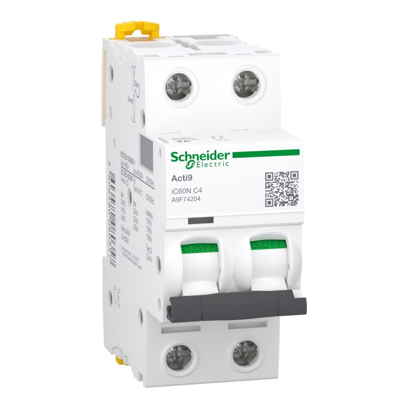 Schneider Electric Acti9 iC60 | Автоматичен прекъсвач | 2P, 4A, крива C