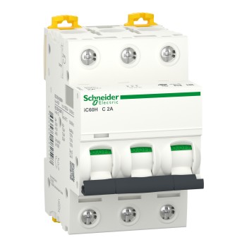 Schneider Electric Acti9 iC60 | Автоматичен прекъсвач | 3P, 2A, крива C Schneider Electric Acti9 iC60 | Автоматичен прекъсвач | 3P, 2A, крива C