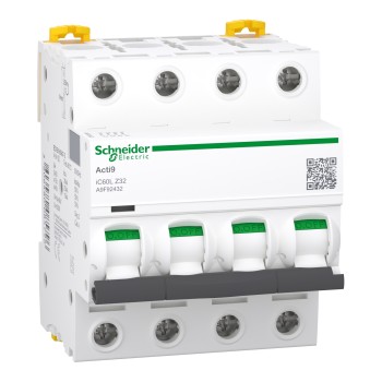 Schneider Electric Acti9 iC60 | Автоматичен прекъсвач | 4P, 32A, крива Z Schneider Electric Acti9 iC60 | Автоматичен прекъсвач | 4P, 32A, крива Z