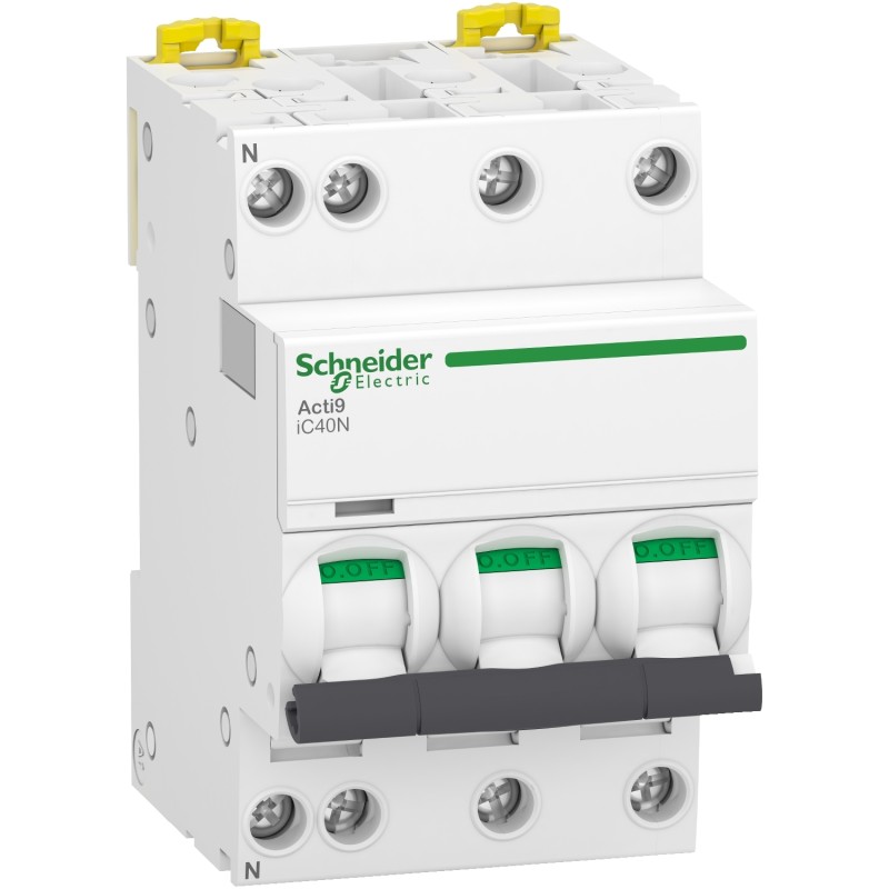 Schneider Electric Acti9 iC40 | Автоматичен прекъсвач | 3P+N, 10A, крива B Schneider Electric Acti9 iC40 | Автоматичен прекъсвач | 3P+N, 10A, крива B