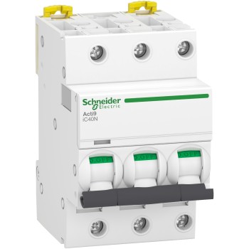 Schneider Electric Acti9 iC40 | Автоматичен прекъсвач | 3P, 16A, крива C Schneider Electric Acti9 iC40 | Автоматичен прекъсвач | 3P, 16A, крива C