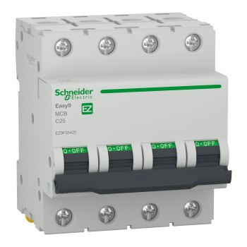 Schneider Electric Easy9 | Автоматичен прекъсвач | 4P, 25A, крива C Schneider Electric Easy9 | Автоматичен прекъсвач | 4P, 25A, крива C