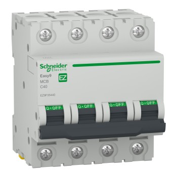 Schneider Electric Easy9 | Автоматичен прекъсвач | 4P, 40A, крива C Schneider Electric Easy9 | Автоматичен прекъсвач | 4P, 40A, крива C