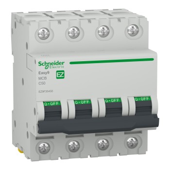 Schneider Electric Easy9 | Автоматичен прекъсвач | 4P, 50A, крива C Schneider Electric Easy9 | Автоматичен прекъсвач | 4P, 50A, крива C