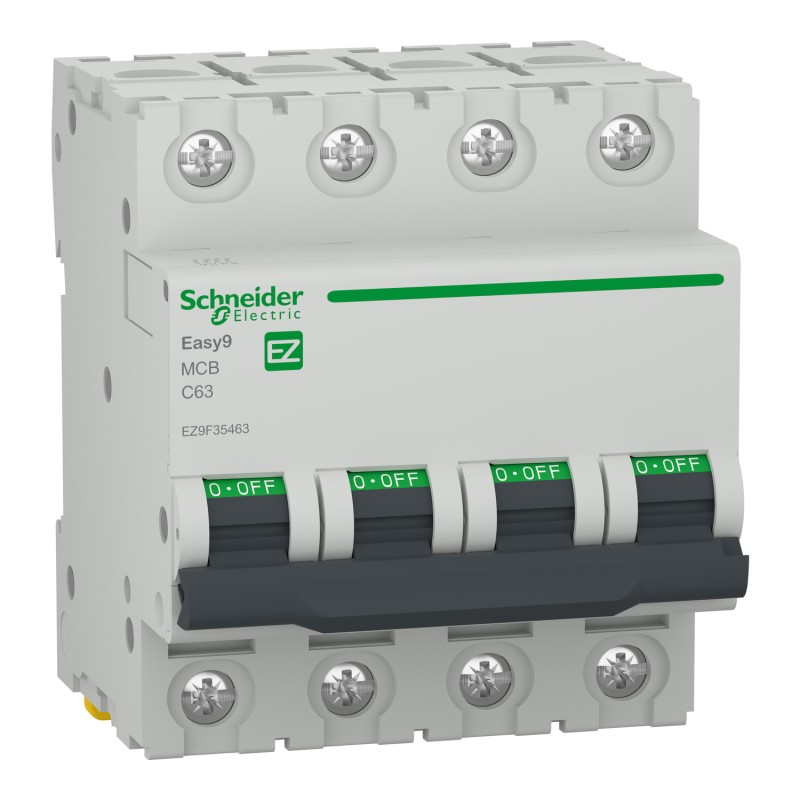 Schneider Electric Easy9 | Автоматичен прекъсвач | 4P, 63A, крива C Schneider Electric Easy9 | Автоматичен прекъсвач | 4P, 63A, крива C
