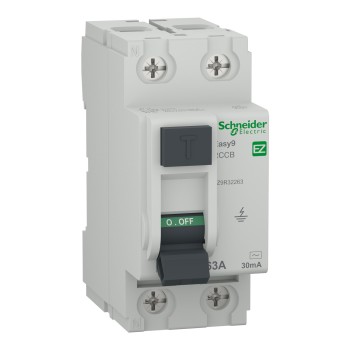 Schneider Electric Easy9 | Дефектнотокова защита | 2P, 63A, тип AC, 30 mA Schneider Electric Easy9 | Дефектнотокова защита | 2P, 63A, тип AC, 30 mA
