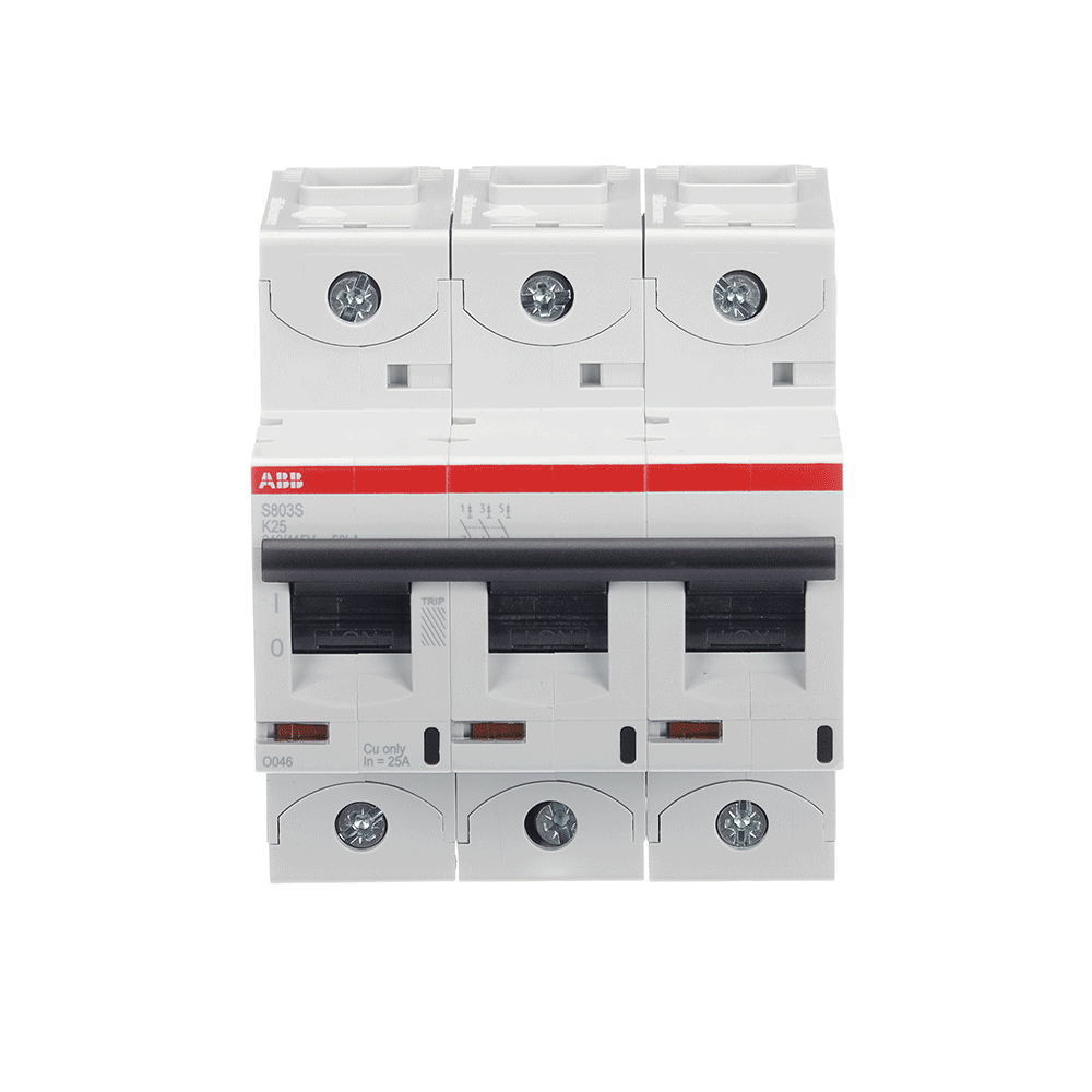 ABB S803S-K25 | Автоматичен прекъсвач | 3P, 25A, крива K ABB S803S-K25 | Автоматичен прекъсвач | 3P, 25A, крива K
