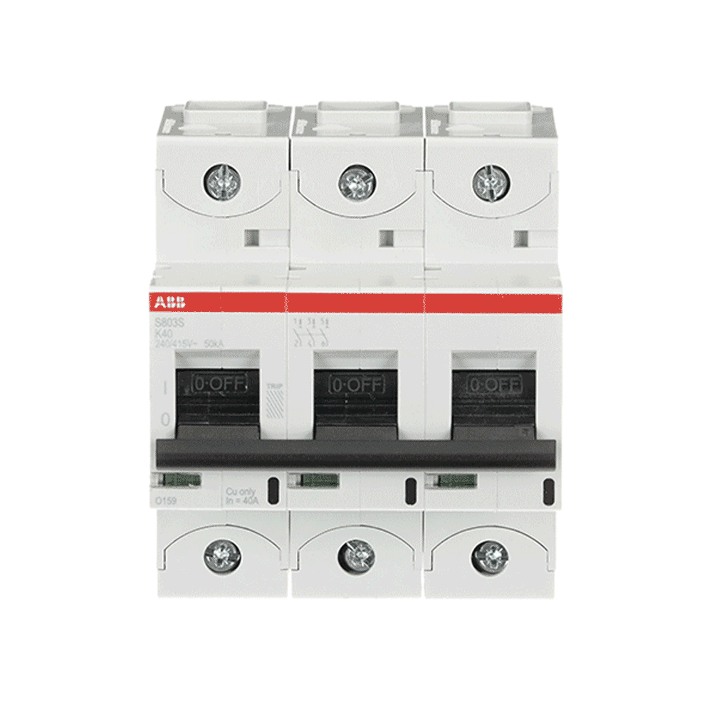 ABB S803S-K40 | Автоматичен прекъсвач | 3P, 40A, крива K ABB S803S-K40 | Автоматичен прекъсвач | 3P, 40A, крива K