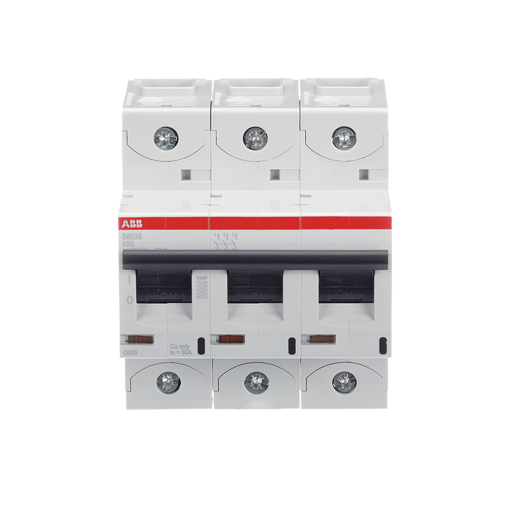 ABB S803S-K50 | Автоматичен прекъсвач | 3P, 50A, крива K ABB S803S-K50 | Автоматичен прекъсвач | 3P, 50A, крива K